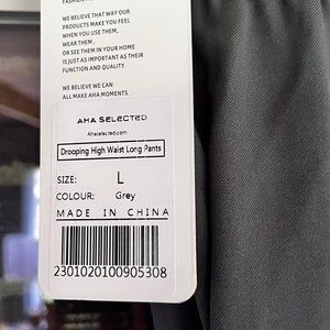 AHA Selected Drooping High Waist Long Pants Size L Gray